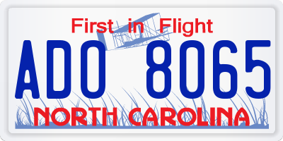 NC license plate ADO8065