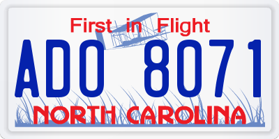NC license plate ADO8071