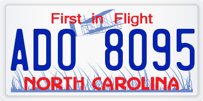 NC license plate ADO8095