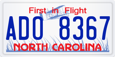 NC license plate ADO8367