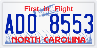 NC license plate ADO8553