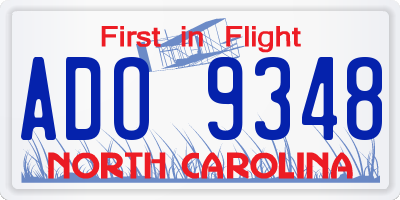NC license plate ADO9348