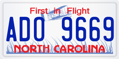 NC license plate ADO9669
