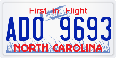 NC license plate ADO9693