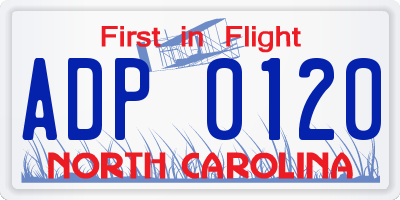 NC license plate ADP0120