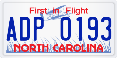 NC license plate ADP0193