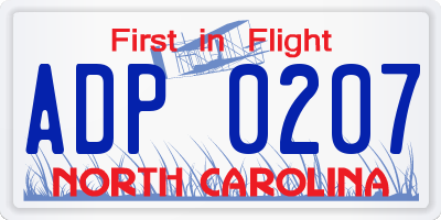 NC license plate ADP0207