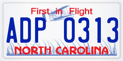 NC license plate ADP0313