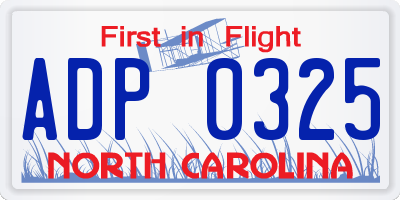 NC license plate ADP0325