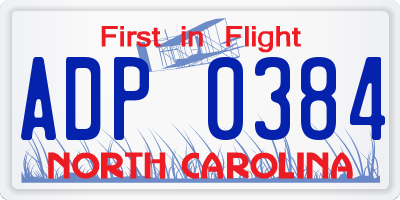 NC license plate ADP0384