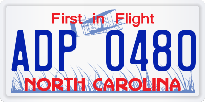 NC license plate ADP0480