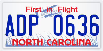 NC license plate ADP0636