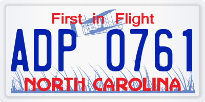 NC license plate ADP0761