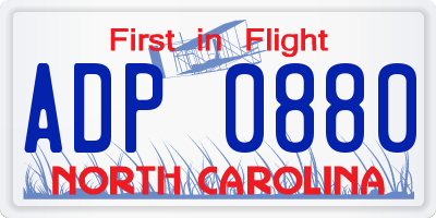 NC license plate ADP0880