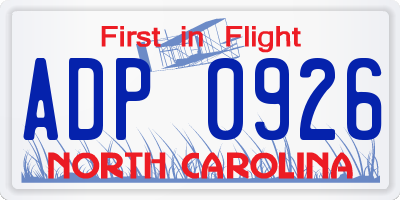NC license plate ADP0926