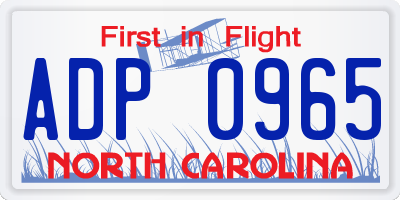 NC license plate ADP0965