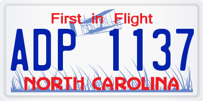 NC license plate ADP1137
