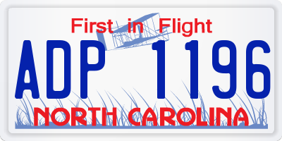 NC license plate ADP1196