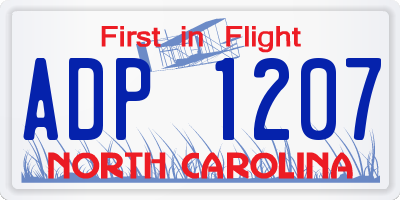 NC license plate ADP1207