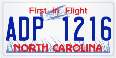 NC license plate ADP1216