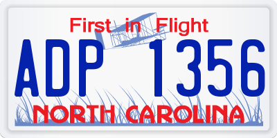 NC license plate ADP1356