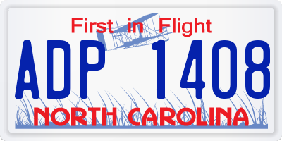 NC license plate ADP1408