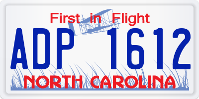 NC license plate ADP1612