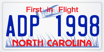 NC license plate ADP1998