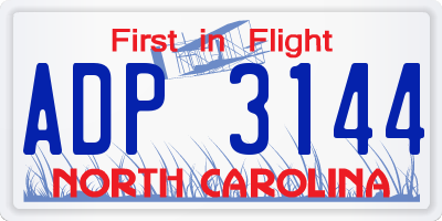 NC license plate ADP3144
