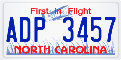 NC license plate ADP3457