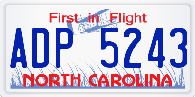 NC license plate ADP5243