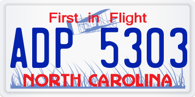 NC license plate ADP5303