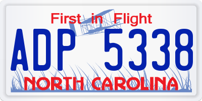 NC license plate ADP5338