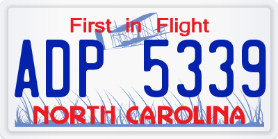 NC license plate ADP5339