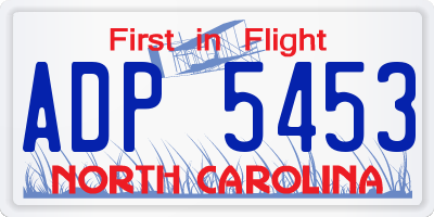 NC license plate ADP5453