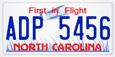 NC license plate ADP5456