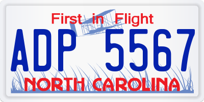 NC license plate ADP5567