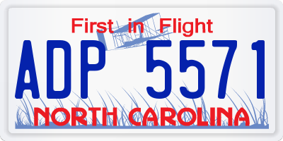 NC license plate ADP5571