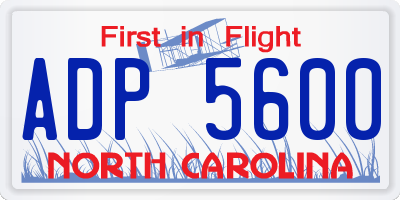 NC license plate ADP5600