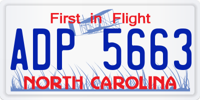 NC license plate ADP5663