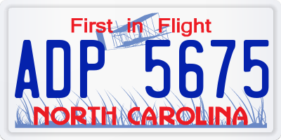 NC license plate ADP5675