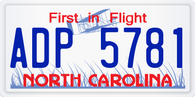 NC license plate ADP5781