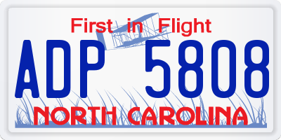 NC license plate ADP5808