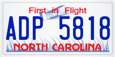 NC license plate ADP5818