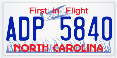 NC license plate ADP5840
