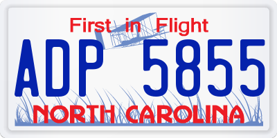 NC license plate ADP5855