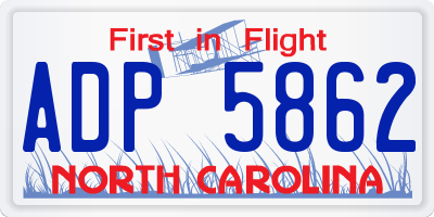 NC license plate ADP5862