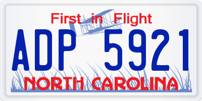 NC license plate ADP5921