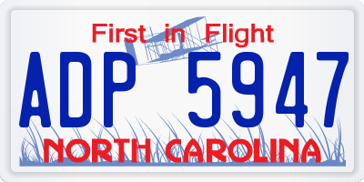 NC license plate ADP5947
