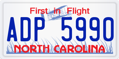 NC license plate ADP5990